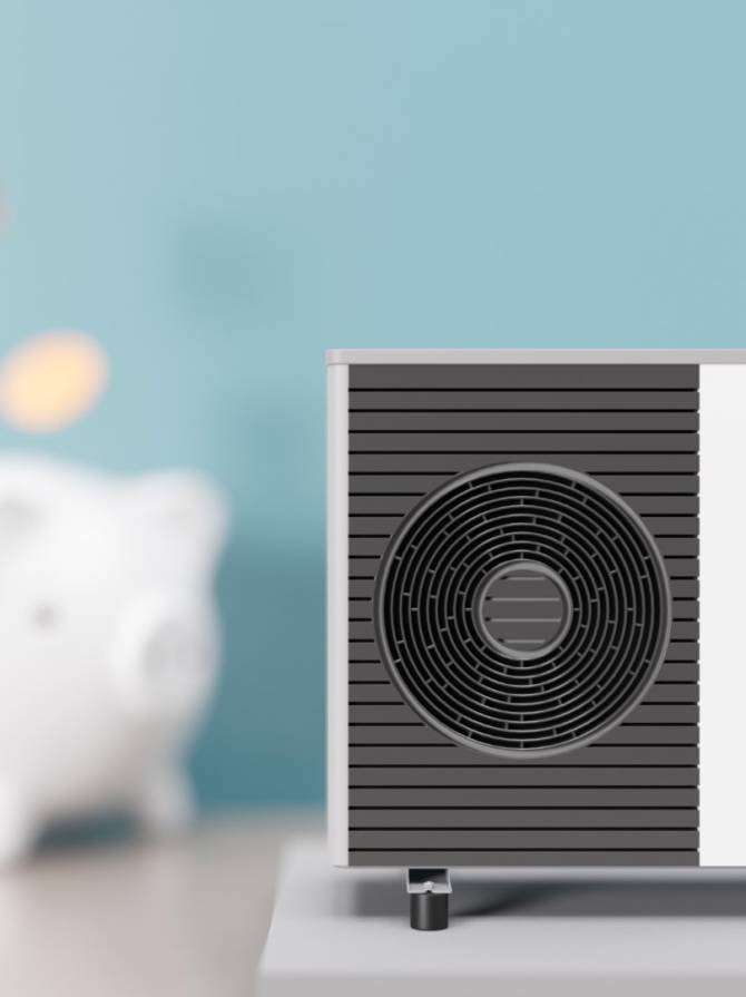 air-heat-pump-and-piggy-bank-on-blue-background-m-2023-11-27-05-19-46-utc air-heat-pump-and-piggy-bank-on-blue-background-m-2023-11-27-05-19-46-utc
