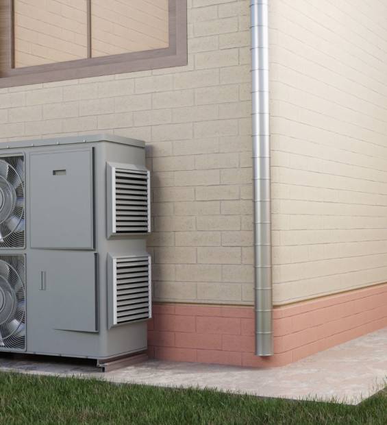 close-up-heat-pump-outside-home close-up-heat-pump-outside-home
